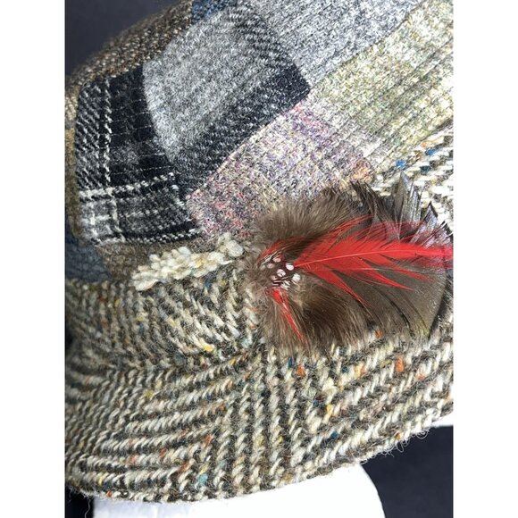 Vintage John Molloy Donegal Tweed Patchwork Pure Wool Hat Size M Ireland Made - Picture 2 of 8